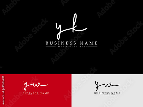 Premium Logo Icon Letter YK Handwriting Design, Signature Yk ky Logo Icon For Simple Luxury and Fashion Business photo