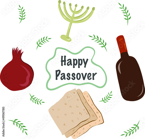 Happy passover pesach set holiday 