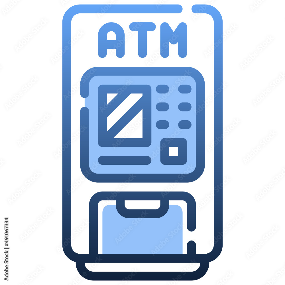 ATM MACHINE Gradient icon,linear,outline,graphic,illustration ATM MACHINE Gradient icon,linear,outline,graphic,illustration