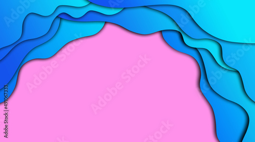 niebieskie fale 3D na różowym tle, abstrakcyjne tło