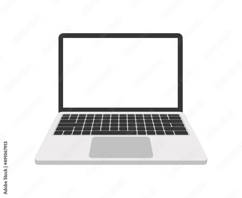 Gray modern laptop. Vector flat illustration. Gray modern laptop. Vector flat illustration.