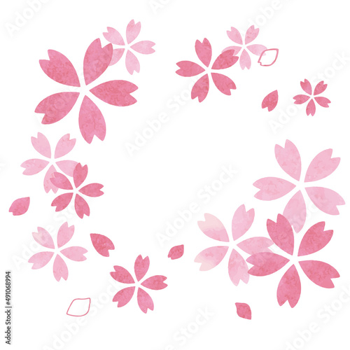 水彩風の桜のフレーム © ちーぼう