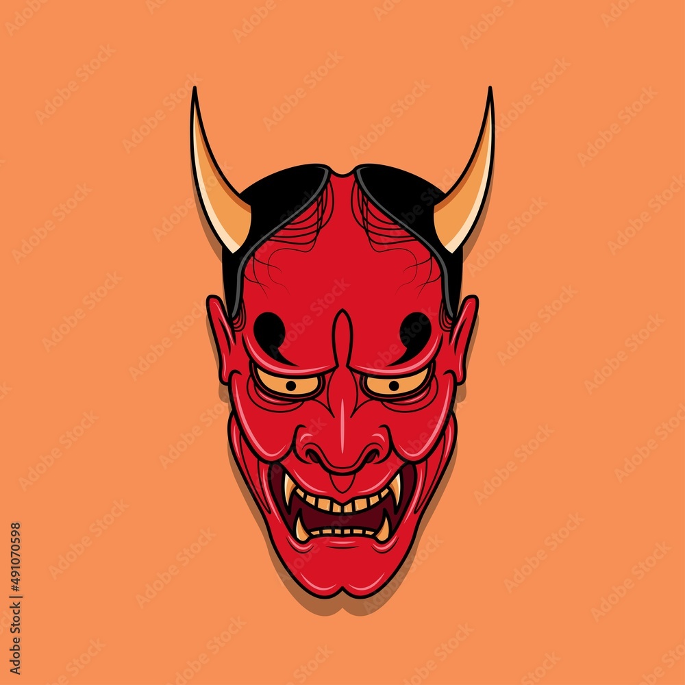Oni japanese devil mask, Vector illustration eps.10 Oni japanese devil mask, Vector illustration eps.10