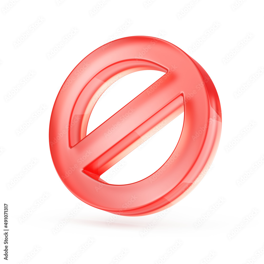 Red warning stop sign 3d icon, No sign on white - 3d rendering Red warning stop sign 3d icon, No sign on white - 3d rendering