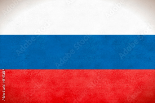 Russia national flag on textured wall background