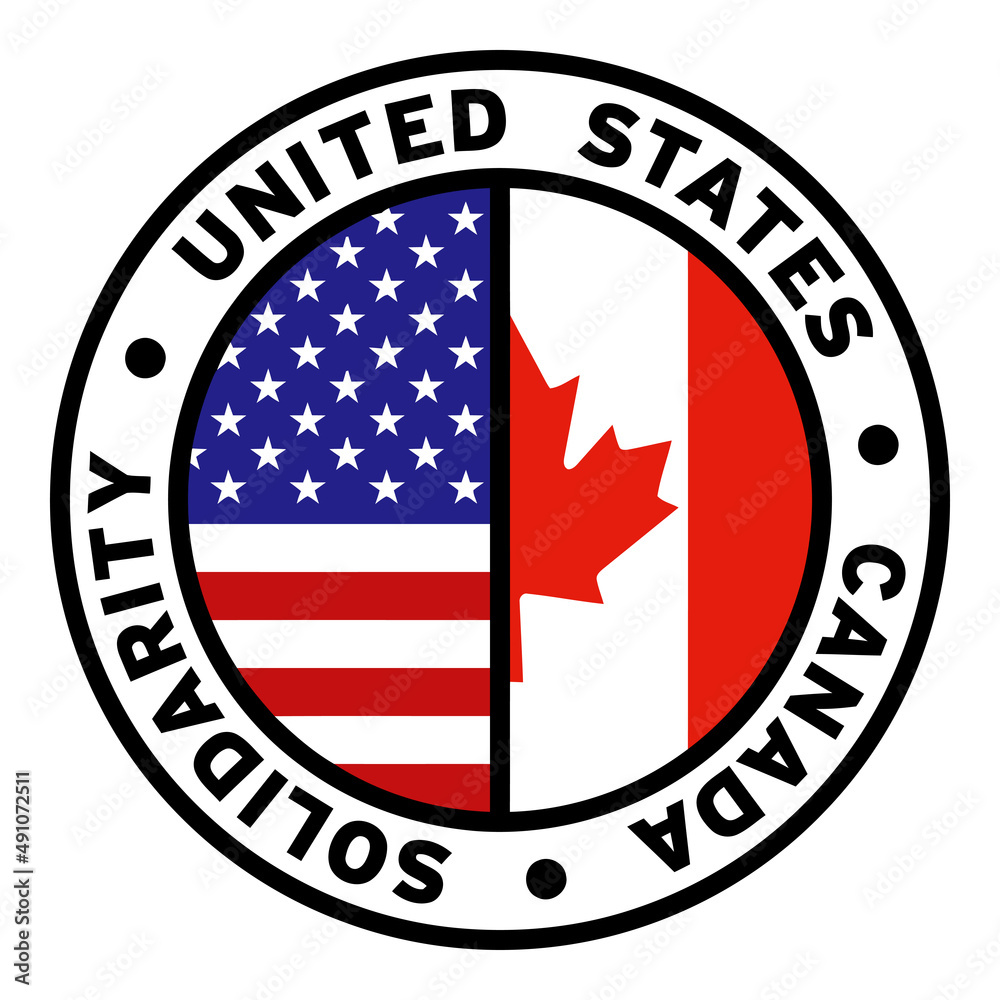 Round United States Canada Solidarity Flag Clipart