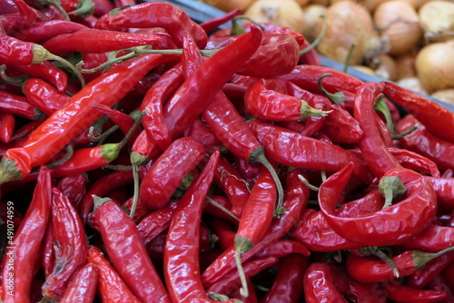 red hot chili peppers in market