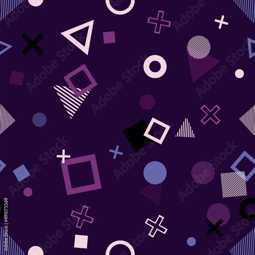 Seamless Creative Pattern: mix icons floating on very peri Pantone.