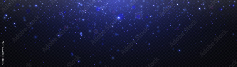 Obraz premium Glowing light effect with many glitter particles isolated on transparent background. Vector star cloud with dust.