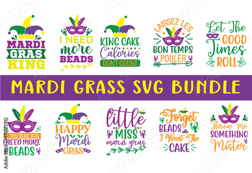 Mardi Gras SVG Bundle Cut Files for Cutting Machines like Cricut and Silhouette 