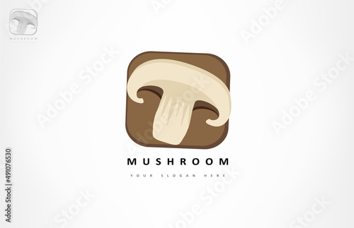 Mushroom logo vector. Vegetable food design.