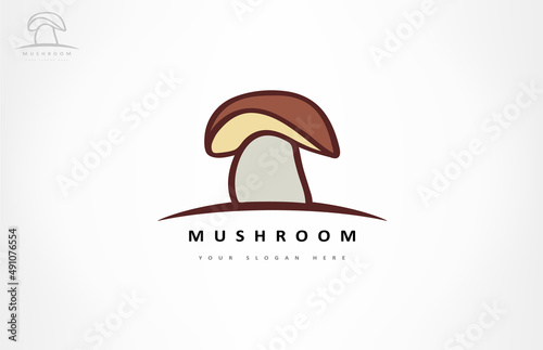 Mushroom logo vector. Vegetable food design.
