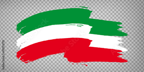 Flag of North Rhine-Westphalia brush strokes. Waving flag of North Rhine-Westphalia on transparent background for your web site design, app, UI.  Germany. EPS10.