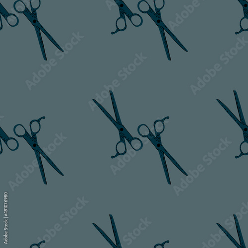 Scissors seamless pattern. Retro salon background.