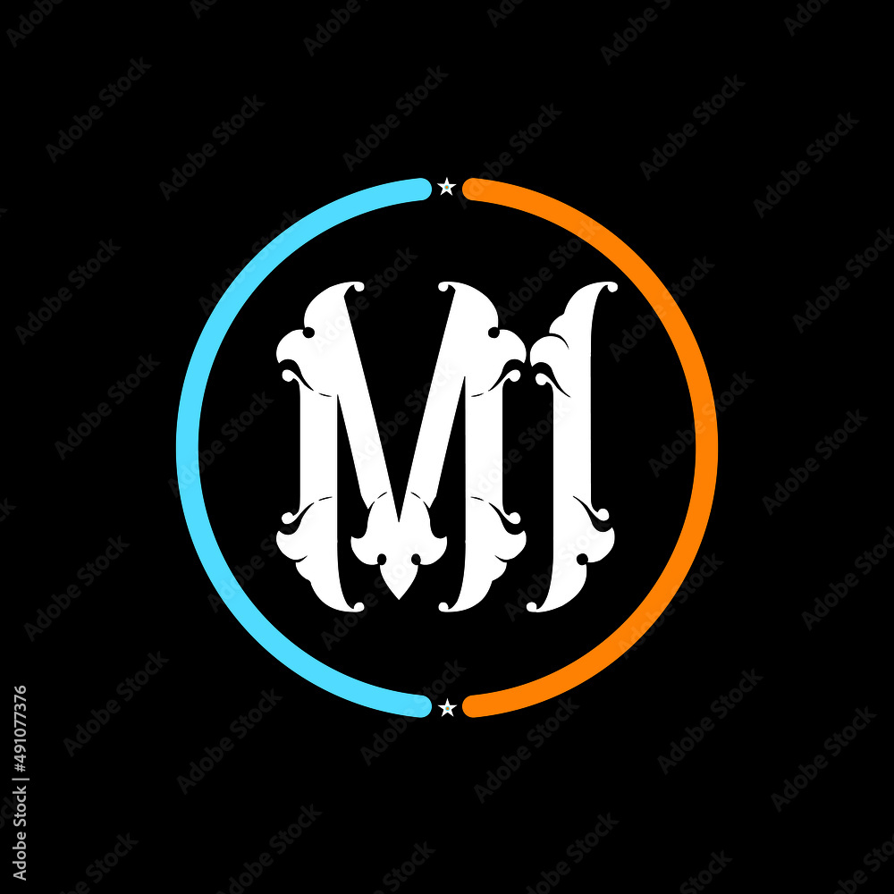 MI Letter Logo design. black background. MI Letter Logo design. black background.