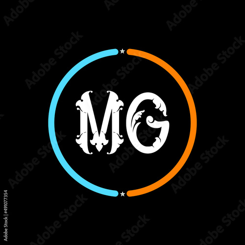 MG Letter Logo design. black background.