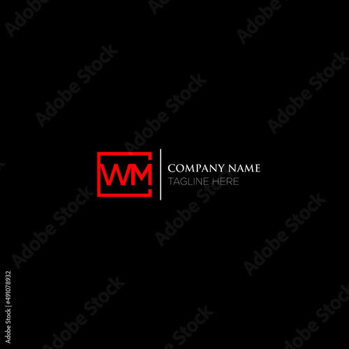 WM logo monogram isolated on circle element design template, WM letter logo design on black background. WM creative initials letter logo concept.  WM letter design.