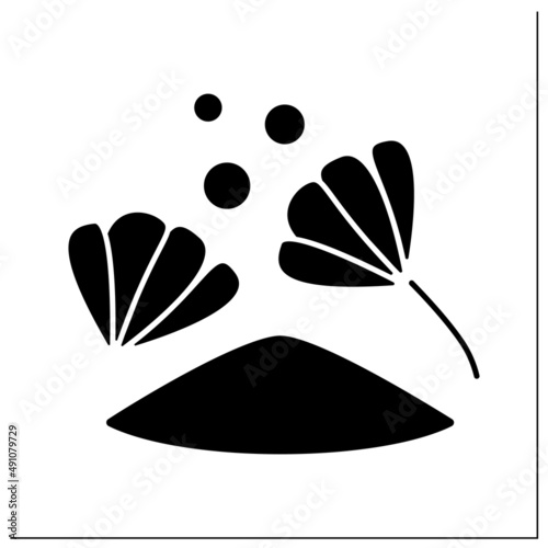 Chicory drink glyph icon. Therapeutic caffeine-free hot drink. Dried chicory flowers instead of coffee. Food trends concept.Filled flat sign. Isolated silhouette vector illustration