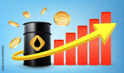 Crude oil prices increase concept, vector illustration