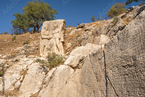 King Antiochus of Commagene shaking hands with Heracles in Turkey photo