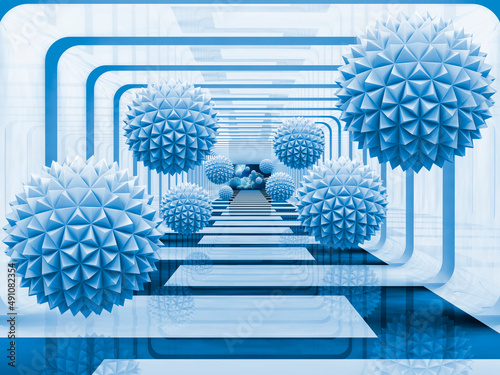 Fototapeta Naklejka Na Ścianę i Meble -  3d image of the balls flying out of the tunnel