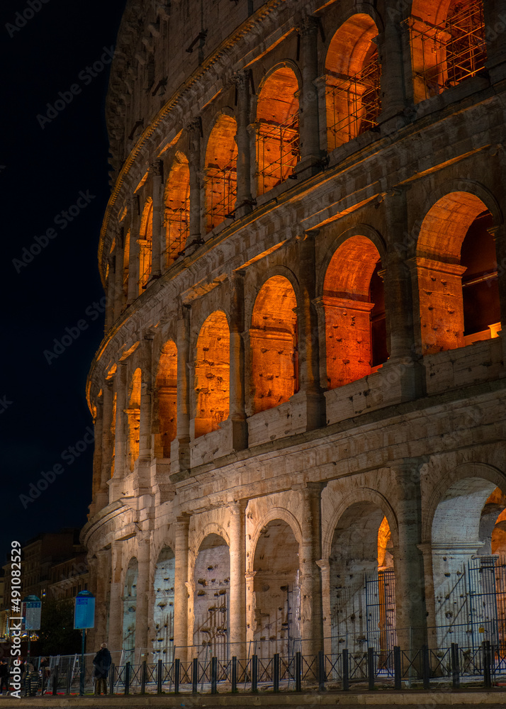 Rome, Italy: Colosseum at night - the most famous landmark in the world