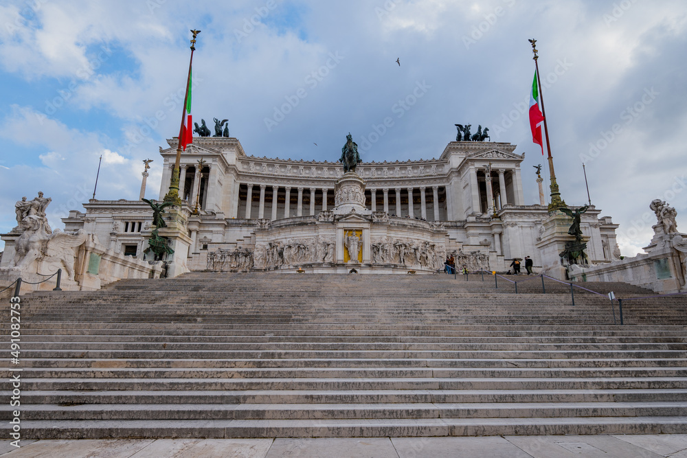 Rome, Italy - 15.02.2022: Vittorio Emanuele II monument at Piazza Venezia