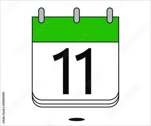 day 11 green calendar icon with white background