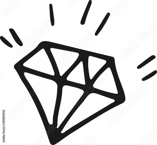Hand-drawn diamond, decorative isolated illustration