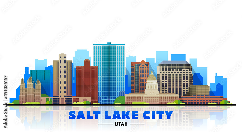 Salt Lake City skyline. Vector illustration. 