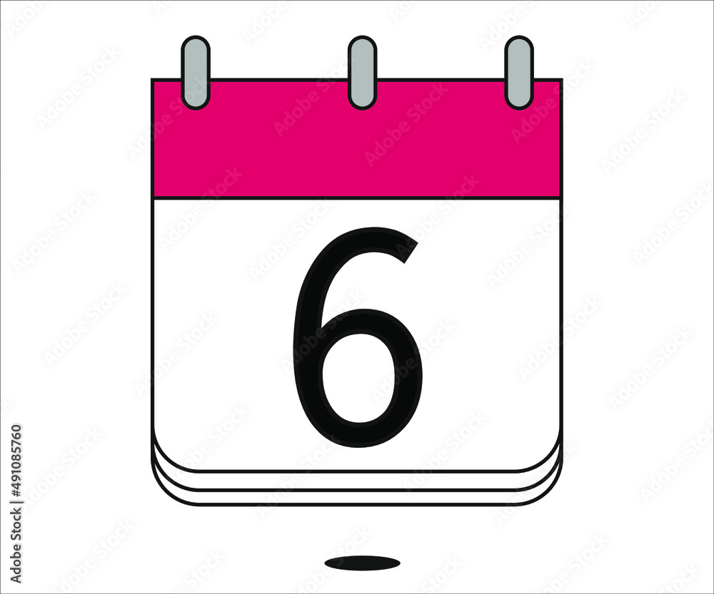 day 6 red calendar icon with white background day 6 red calendar icon with white background