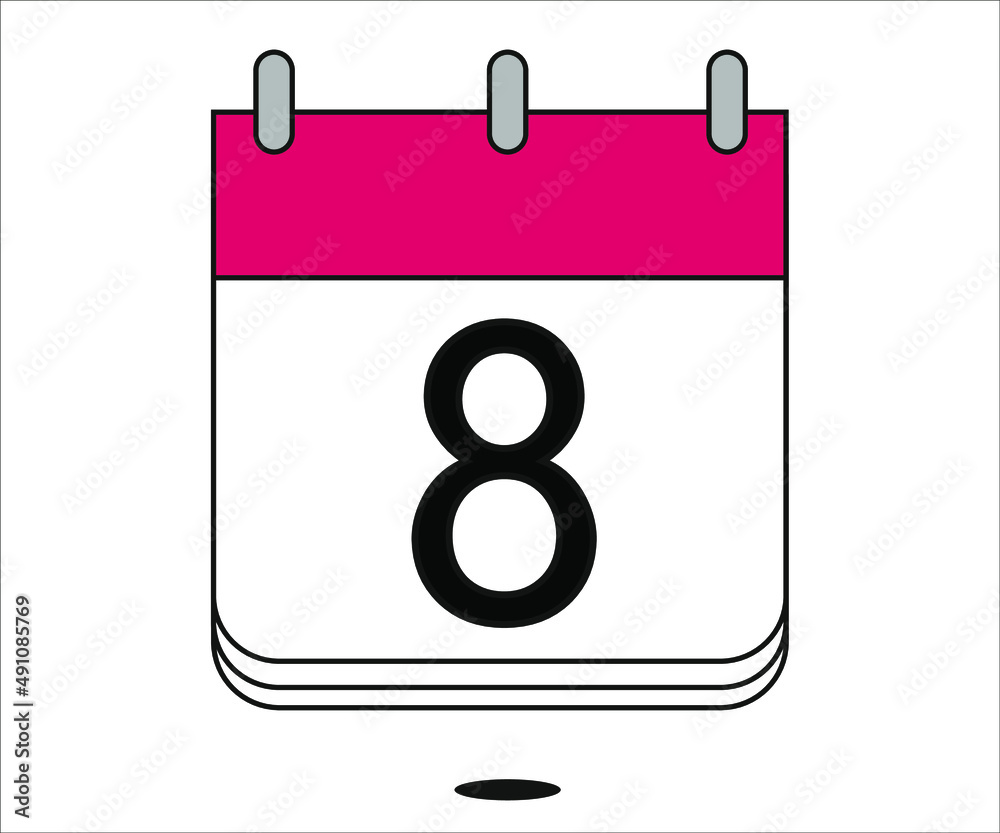 day 8 red calendar icon with white background day 8 red calendar icon with white background