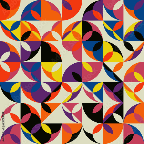 Mid-Century Inspired Graphic Pattern Art Made With Abstract Vector Geometric Shapes and Elements