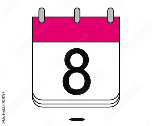 day 8 red calendar icon with white background