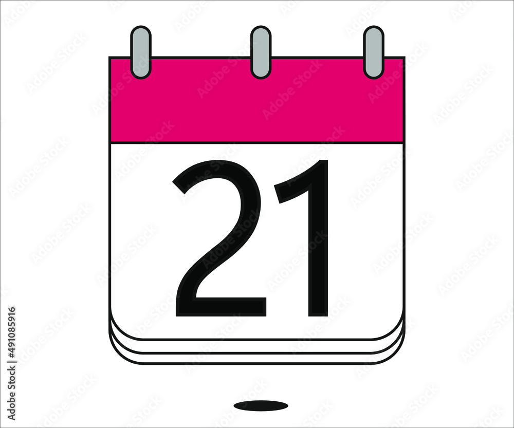day 21 red calendar icon with white background day 21 red calendar icon with white background