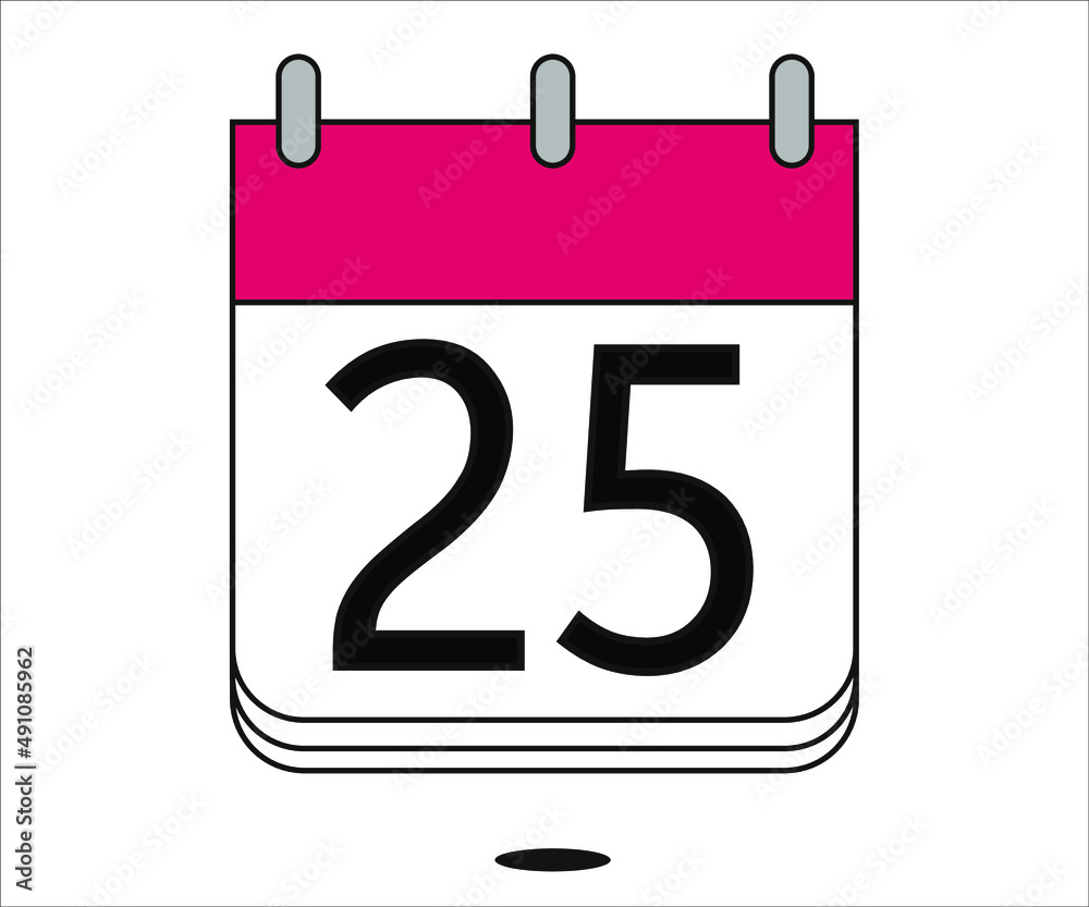 day 25 red calendar icon with white background