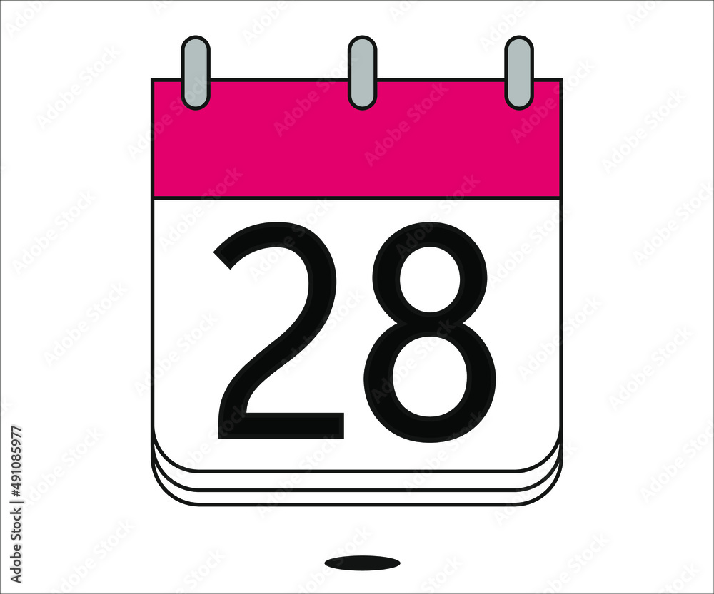 day 28 red calendar icon with white background day 28 red calendar icon with white background
