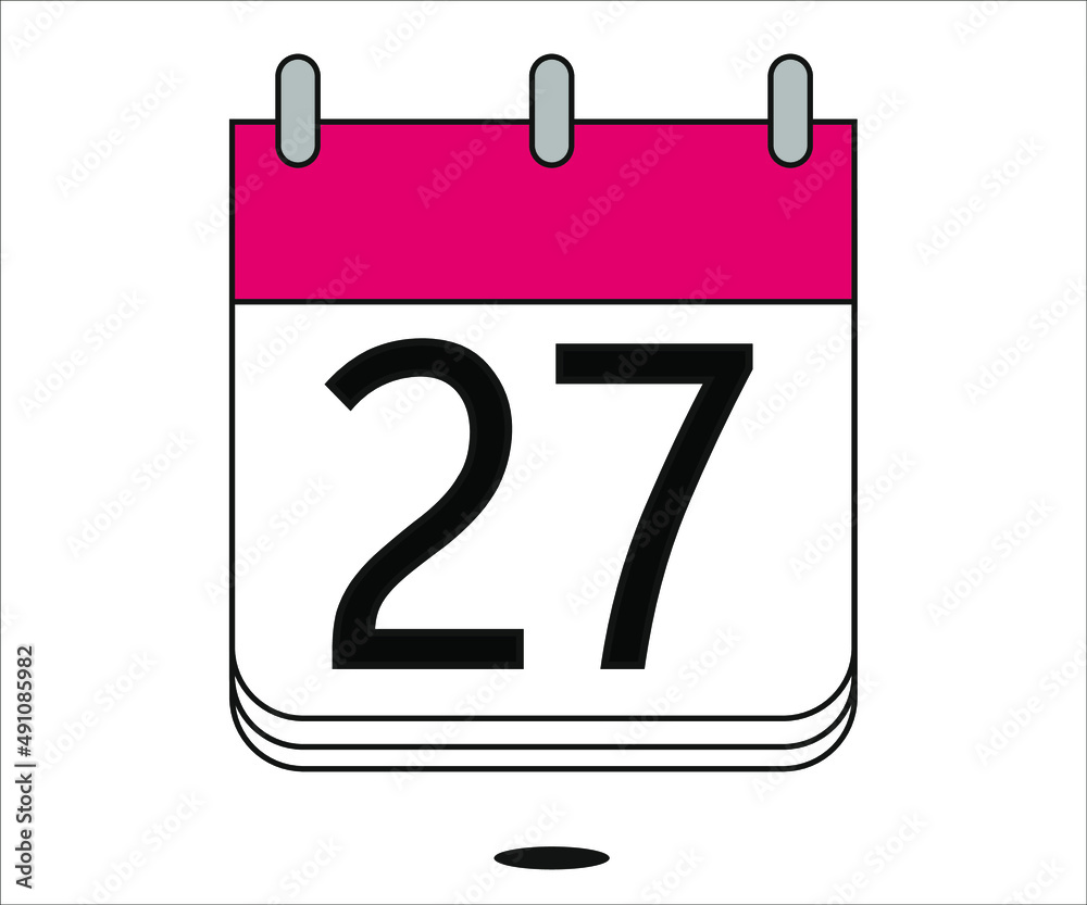 day 27 red calendar icon with white background day 27 red calendar icon with white background