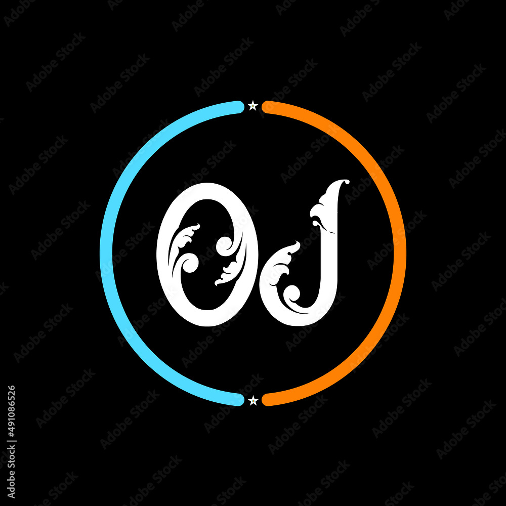 OJ Letter Logo design. black background. OJ Letter Logo design. black background.