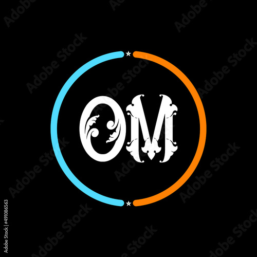 OM Letter Logo design. black background.