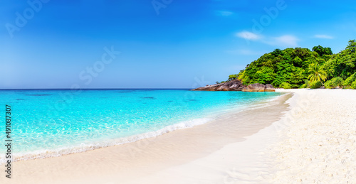 Panorama of beautiful beach and blue sky in Similan islands near Phuket  Thailand.