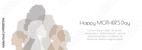 Happy Mother's Day banner. Card with place for text. Flat vector illustration.
