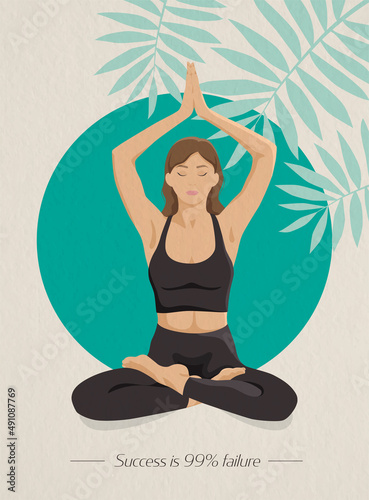 A woman does yoga poster. Yogi girl.