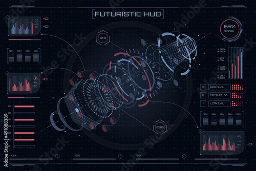 Futuristic HUD style isometric element. Game user interface. Set of futuristic high-tech element. Sci-fi interface HUD