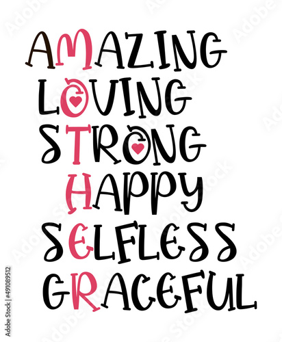 Font composition with the word MOTHER consists of other words
