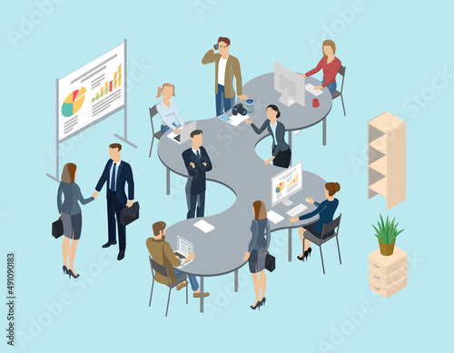 Concept of the coworking center. Business meeting. Multicultural team. Shared working environment.