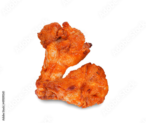 Barbecue chicken wings isolated on white background.