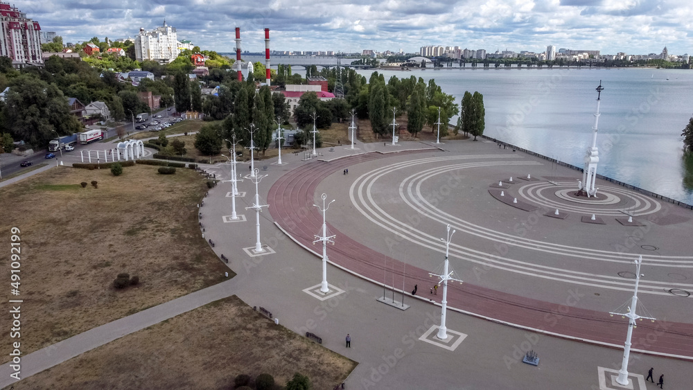 Admiralteyskaya square with Rostral column in Voronezh.