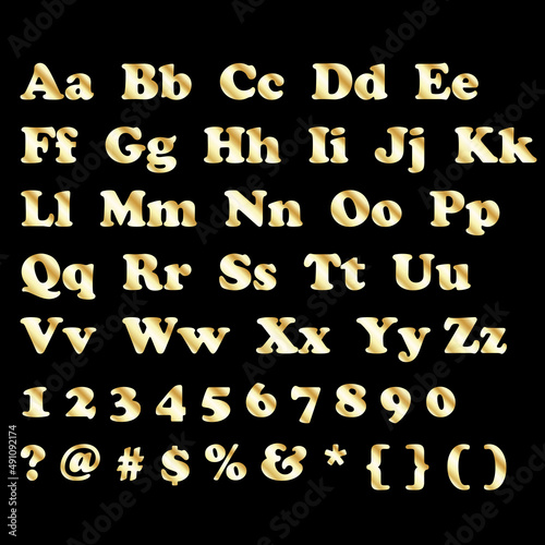 Vector - Letter and Numbers - Gold