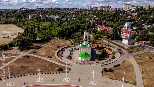 View from the height over the Admiralteyskaya square  and Uspensky Admiralteysky church in Voronezh.